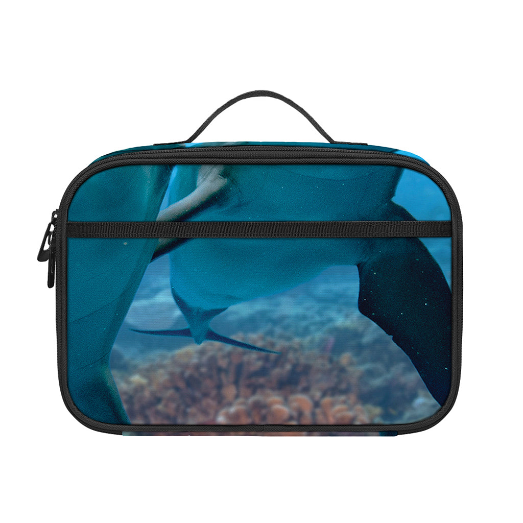Cute Dolphins In The Ocean Print Portable Lunch Bag