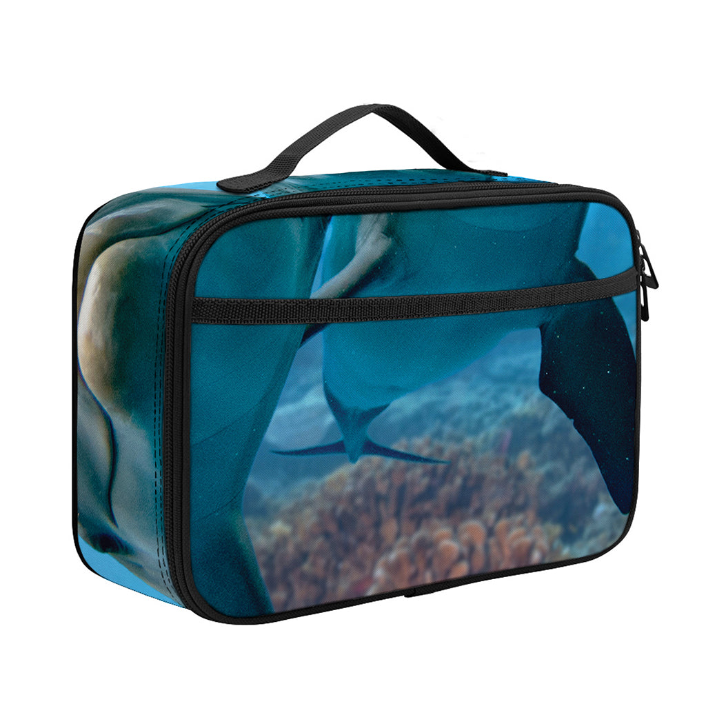 Cute Dolphins In The Ocean Print Portable Lunch Bag