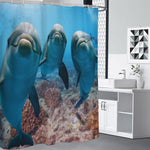 Cute Dolphins In The Ocean Print Premium Shower Curtain