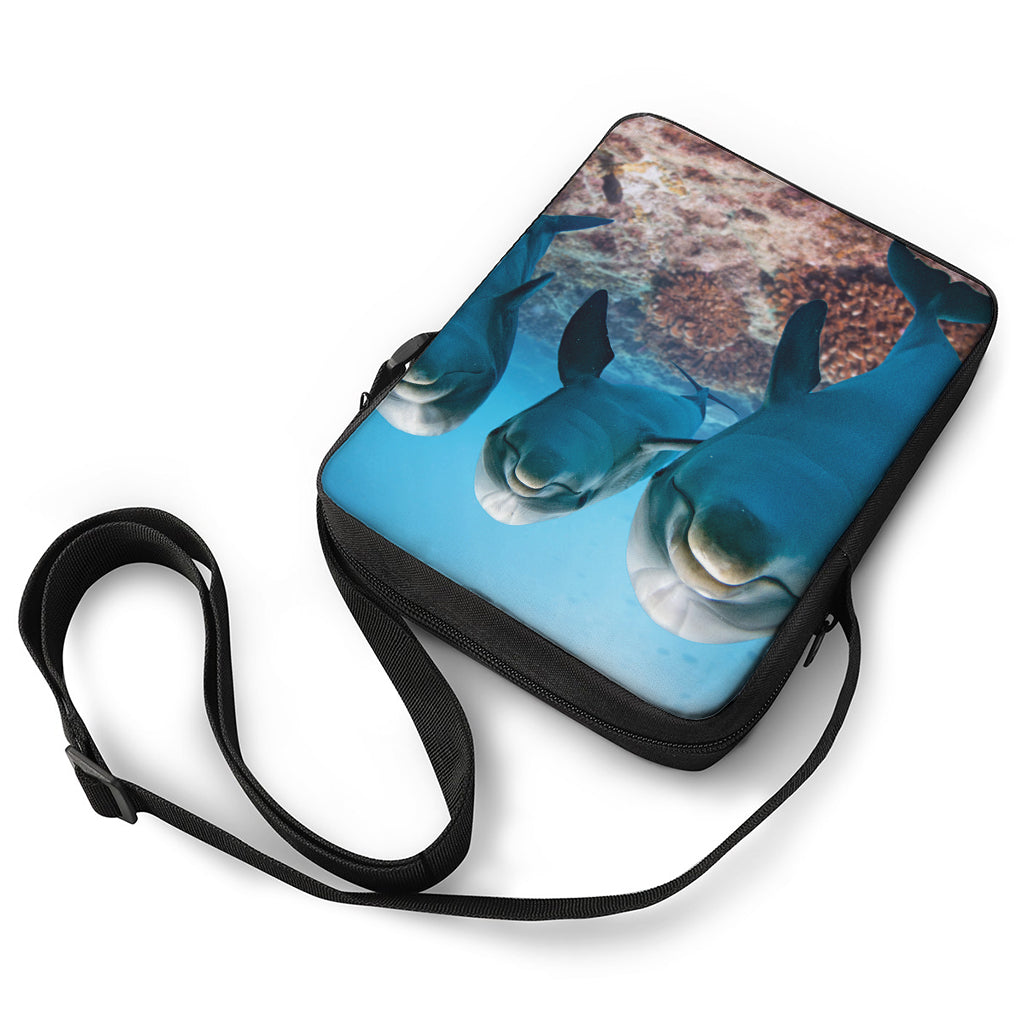 Cute Dolphins In The Ocean Print Rectangular Crossbody Bag