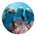 Cute Dolphins In The Ocean Print Round Blanket