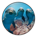 Cute Dolphins In The Ocean Print Round Floor Mat