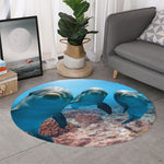 Cute Dolphins In The Ocean Print Round Rug