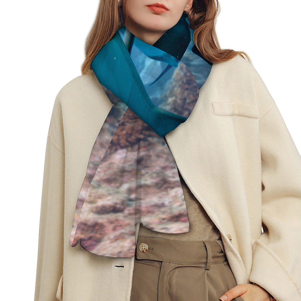 Cute Dolphins In The Ocean Print Scarf