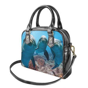 Cute Dolphins In The Ocean Print Shoulder Handbag