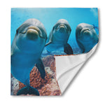 Cute Dolphins In The Ocean Print Silk Bandana