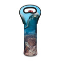 Cute Dolphins In The Ocean Print Single Neoprene Wine Tote