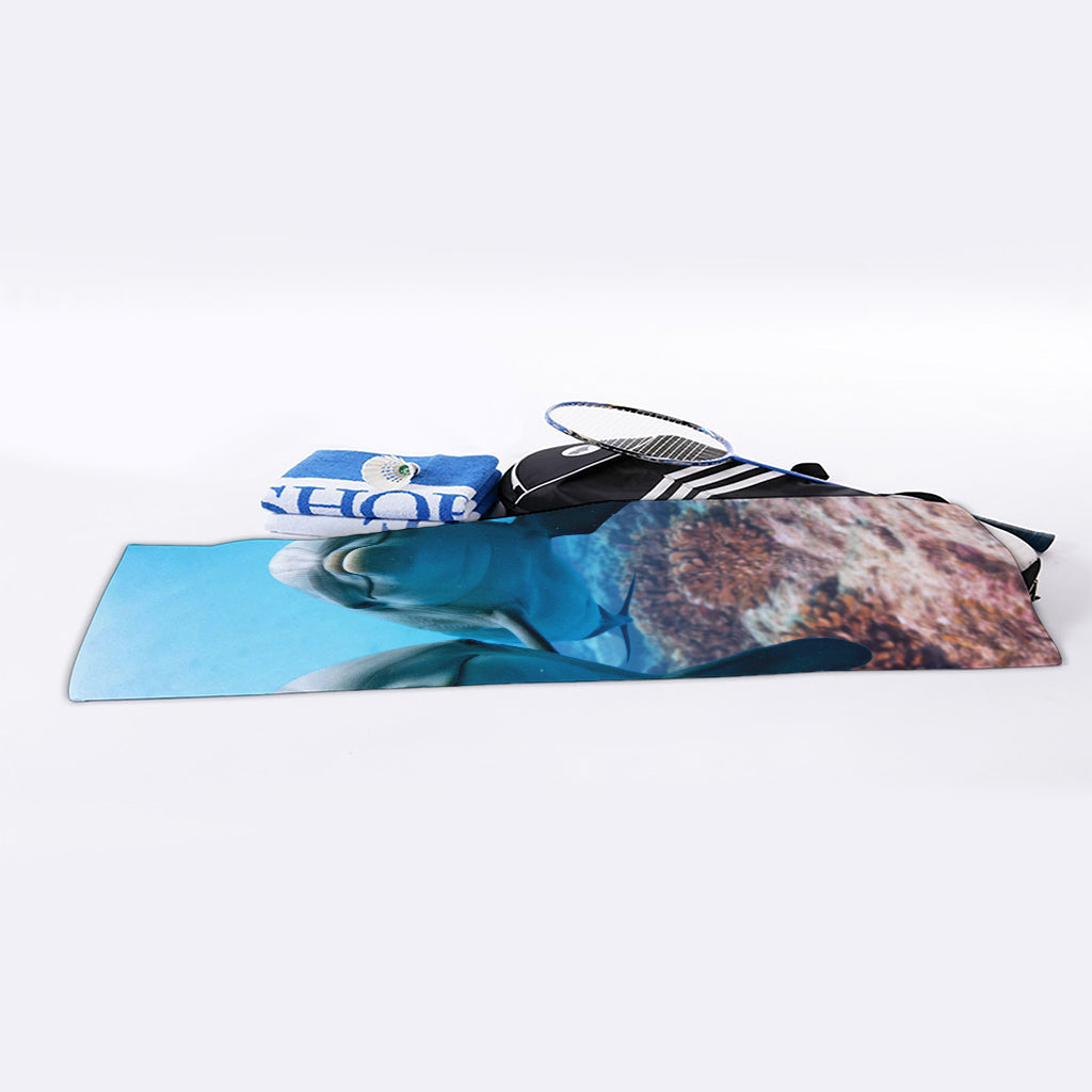 Cute Dolphins In The Ocean Print Sports Towel