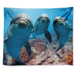 Cute Dolphins In The Ocean Print Tapestry