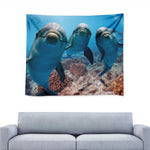 Cute Dolphins In The Ocean Print Tapestry