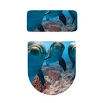 Cute Dolphins In The Ocean Print Toilet Lid And Tank Cover Set