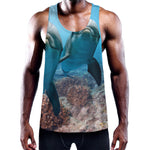 Cute Dolphins In The Ocean Print Training Tank Top