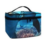 Cute Dolphins In The Ocean Print Travel Makeup Bag