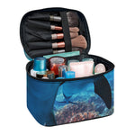 Cute Dolphins In The Ocean Print Travel Makeup Bag