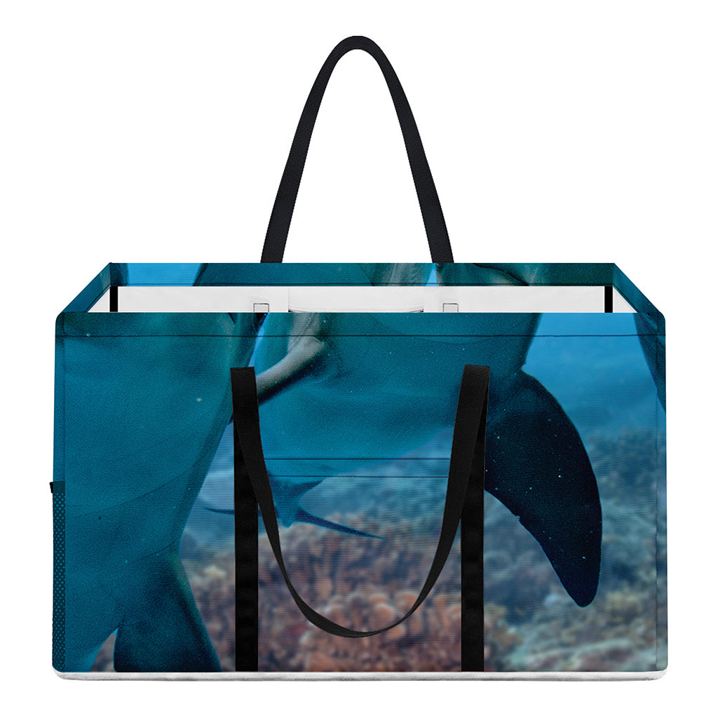 Cute Dolphins In The Ocean Print Utility Tote Bag