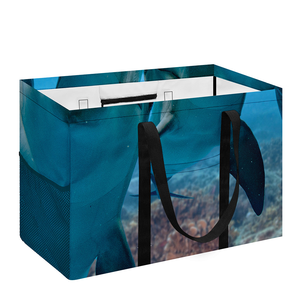 Cute Dolphins In The Ocean Print Utility Tote Bag