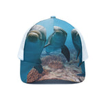Cute Dolphins In The Ocean Print White Mesh Trucker Cap