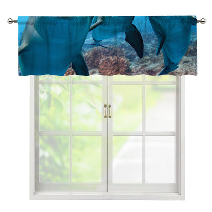 Cute Dolphins In The Ocean Print Window Valance