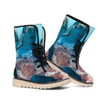 Cute Dolphins In The Ocean Print Winter Boots