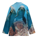 Cute Dolphins In The Ocean Print Women's Blazer