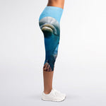 Cute Dolphins In The Ocean Print Women's Capri Leggings