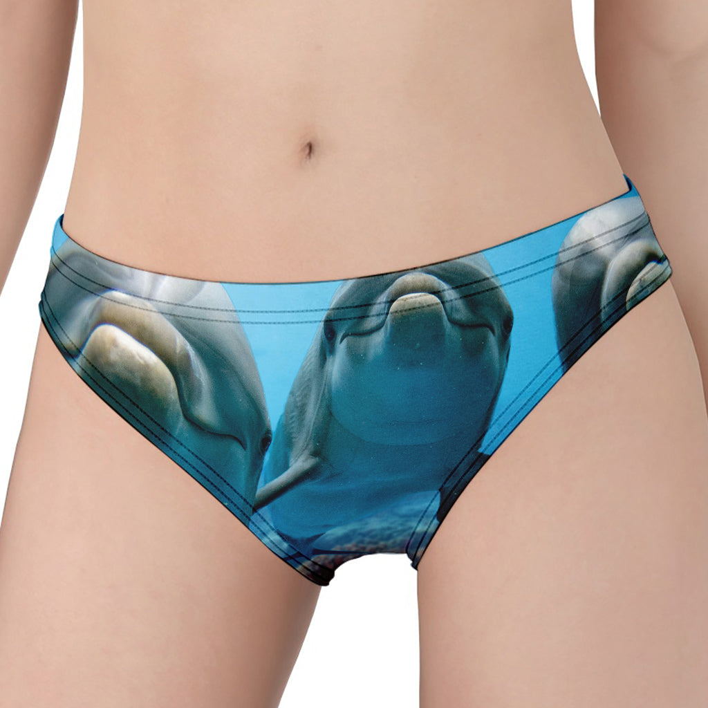 Cute Dolphins In The Ocean Print Women's Panties