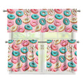 Cute Donut Pattern Print 3 Piece Kitchen Curtains
