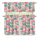 Cute Donut Pattern Print 3 Piece Kitchen Curtains