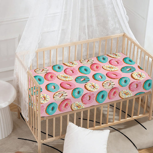 Cute Donut Pattern Print Baby Crib Sheet
