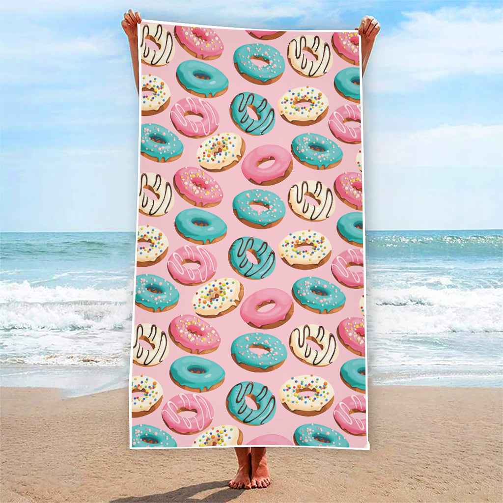 Cute Donut Pattern Print Beach Towel