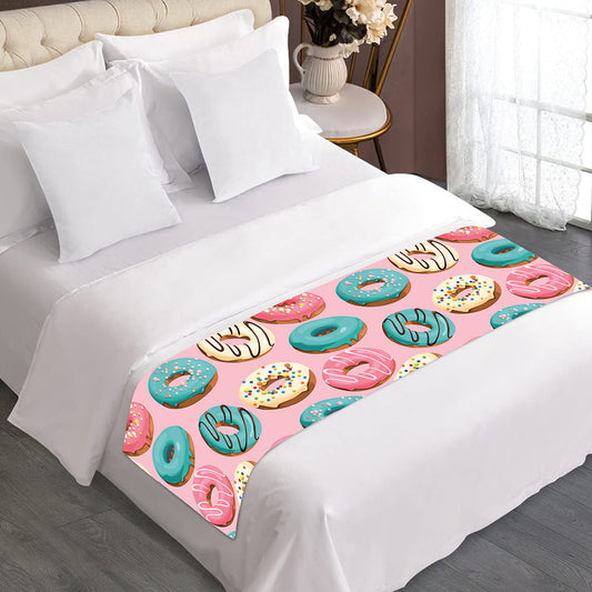 Cute Donut Pattern Print Bed Runner