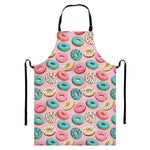 Cute Donut Pattern Print Bib Apron With Pocket