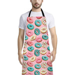 Cute Donut Pattern Print Bib Apron With Pocket