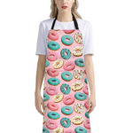Cute Donut Pattern Print Bib Apron With Pocket