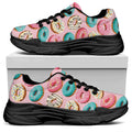 Cute Donut Pattern Print Black Chunky Shoes