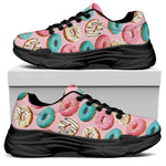 Cute Donut Pattern Print Black Chunky Shoes