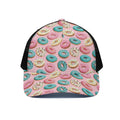 Cute Donut Pattern Print Black Mesh Trucker Hat