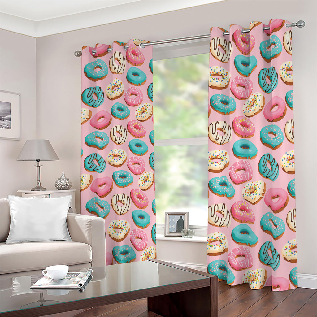 Cute Donut Pattern Print Blackout Grommet Curtains