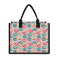 Cute Donut Pattern Print Canvas Tote Bag