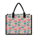 Cute Donut Pattern Print Canvas Tote Bag