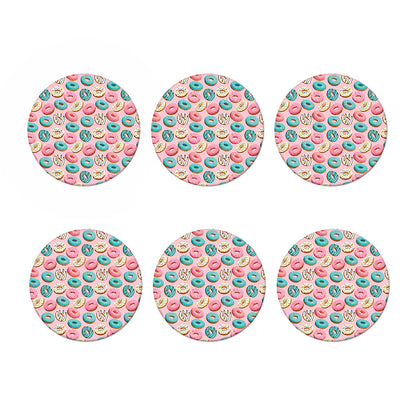 Cute Donut Pattern Print Coaster Set