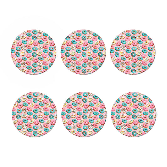 Cute Donut Pattern Print Coaster Set