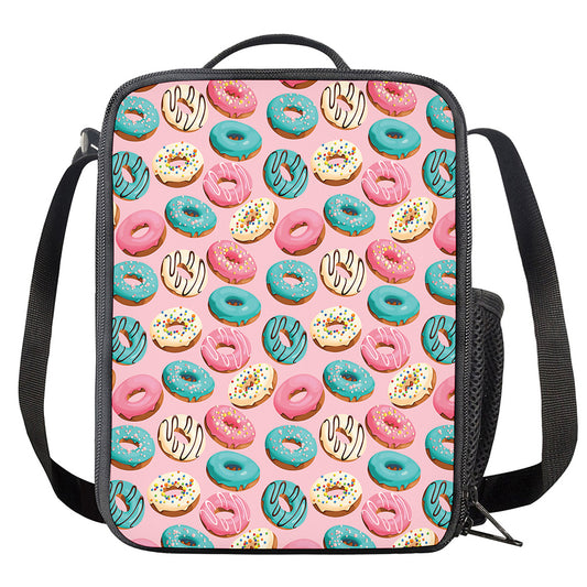 Cute Donut Pattern Print Crossbody Lunch Bag