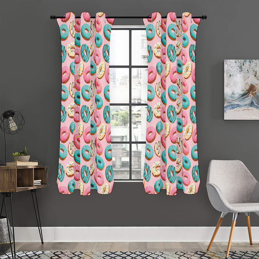 Cute Donut Pattern Print Curtain