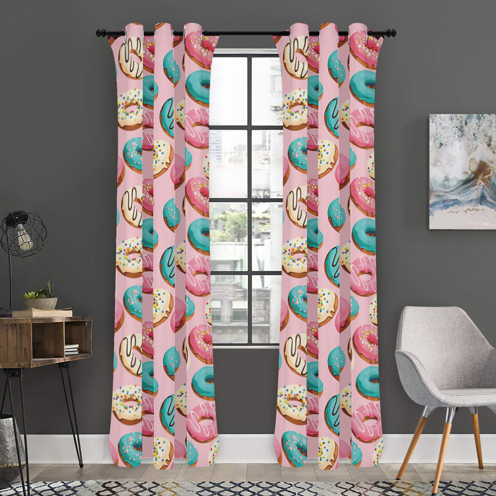 Cute Donut Pattern Print Curtain
