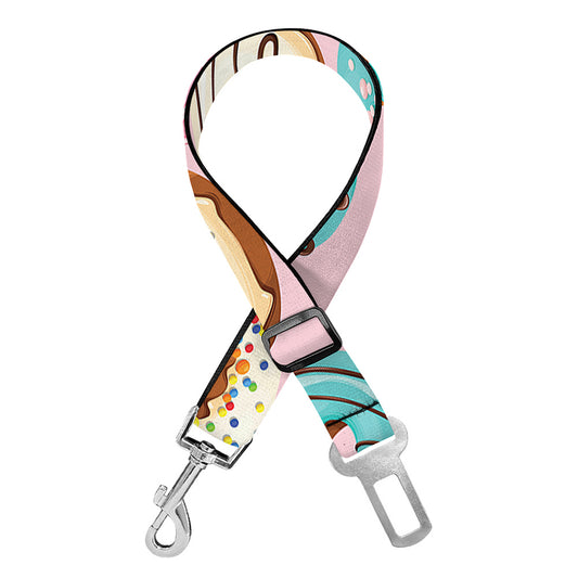Cute Donut Pattern Print Dog Seat Belt