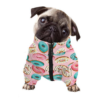 Cute Donut Pattern Print Dog Zip Up Jacket
