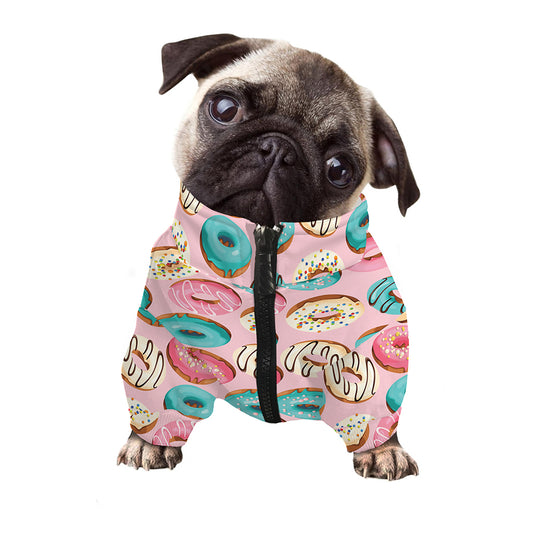 Cute Donut Pattern Print Dog Zip Up Jacket