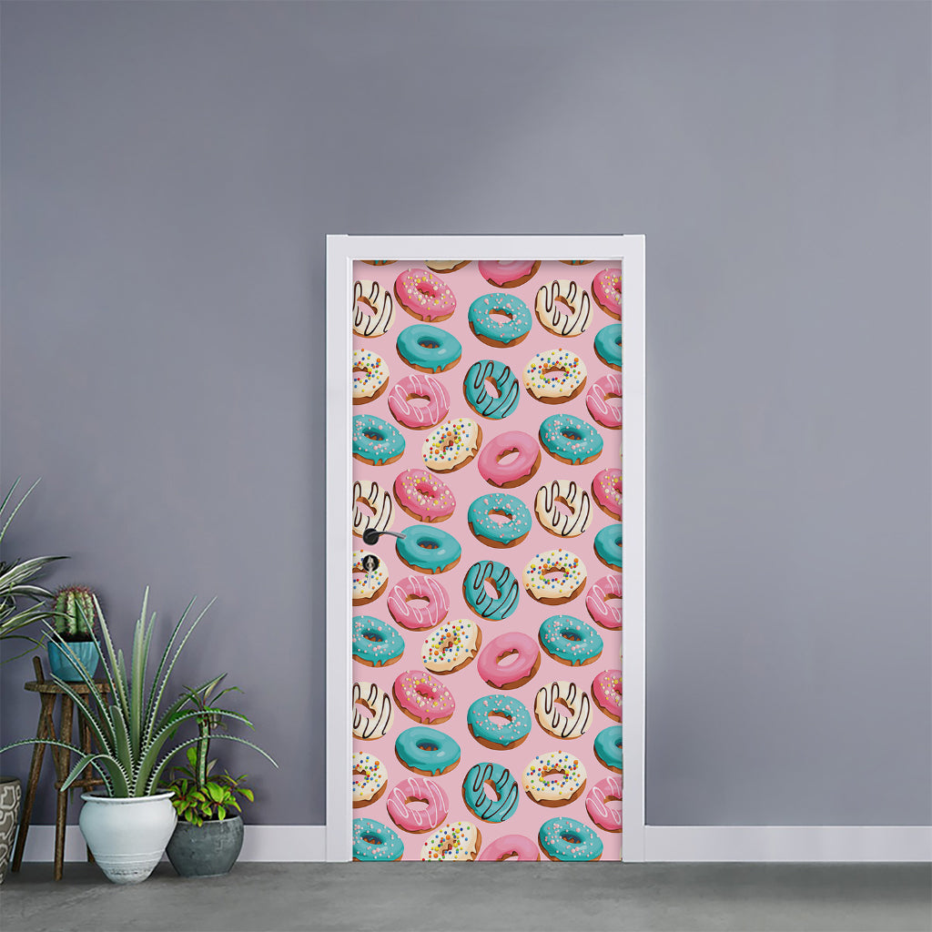 Cute Donut Pattern Print Door Sticker