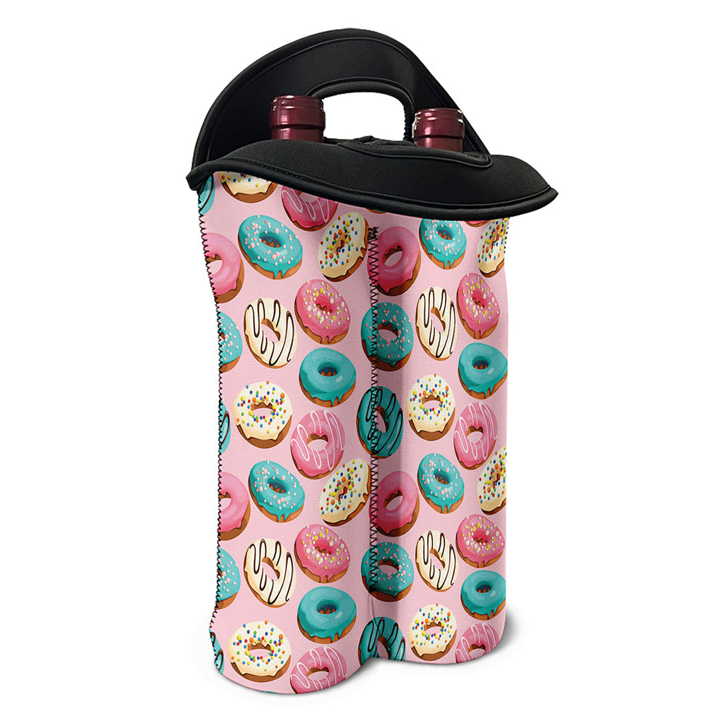 Cute Donut Pattern Print Double Neoprene Wine Tote